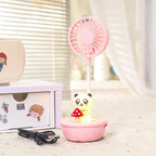 USB Desk Fan with Colorful LED Light Portable Quiet Table Fan for Women Adjustable Tilt
