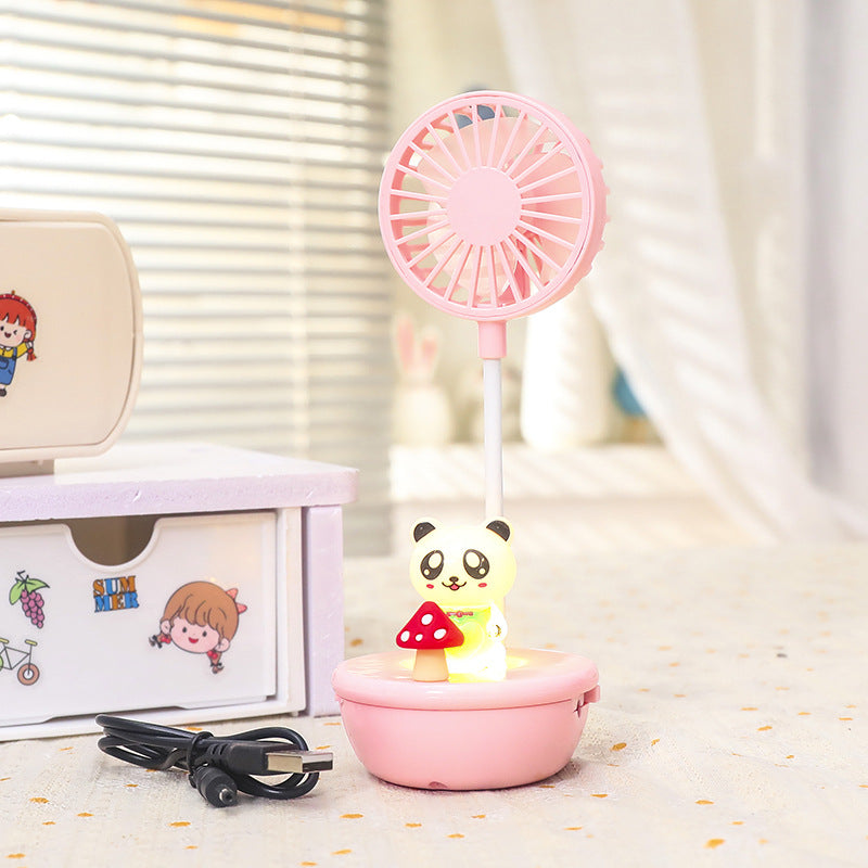 USB Desk Fan with Colorful LED Light Portable Quiet Table Fan for Women Adjustable Tilt