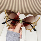 Women’s Butterfly Sunglasses with Sparkling Stones Green Accents UV Protection Lightweight