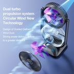Ladies Table Fan Adjustable Height 3 Speeds Dual Airflow Battery Powered