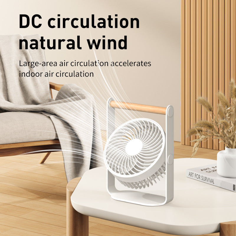 Ladies Portable Fan with Wooden Handle Rechargeable Quiet Operation Handheld Fan