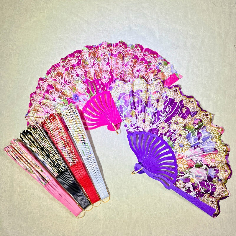 Ladies Handmade Fan Lightweight Elegant Fabric and Wood Accessory