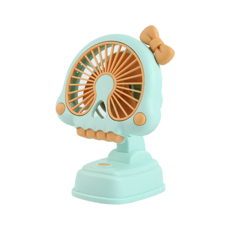 Cartoon Skull-Themed USB Rechargeable Desk Fan Portable Adjustable Speed