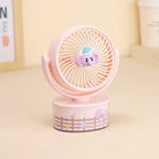 Cute Character Desk Fan USB Rechargeable Portable Small Cooling Fan with Multiple Speeds