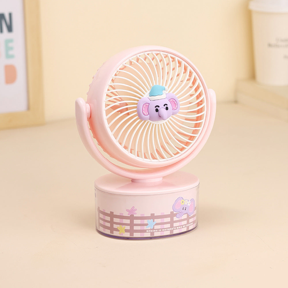 Cute Character Desk Fan USB Rechargeable Portable Small Cooling Fan with Multiple Speeds