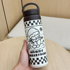Women’s Insulated Thermos Bottle BPA-Free Plastic Leak-Proof Cute Christmas Design Flip-Top Lid