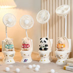 Ladies Portable USB Rechargeable Hand Fan with Cute Plush Bear Design Quiet Operation