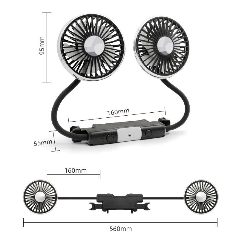Compact Car Mini Turbo Fan 360-Degree Adjustable 12V Plug-In Chrome Finish