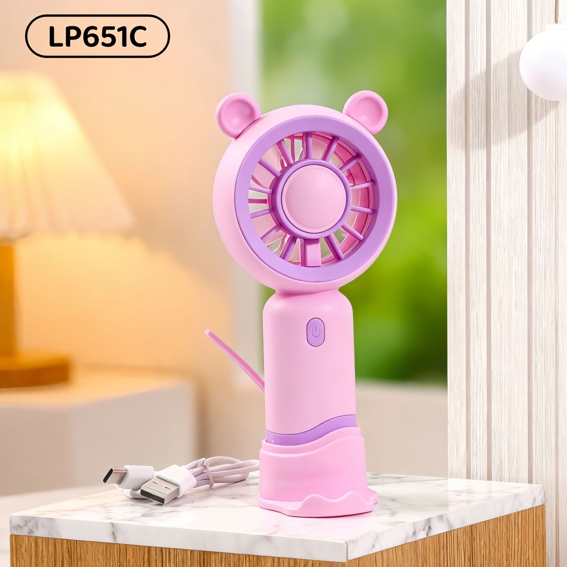 Portable USB Hand Fan for Women Compact Quiet Rechargeable with Cute Design
