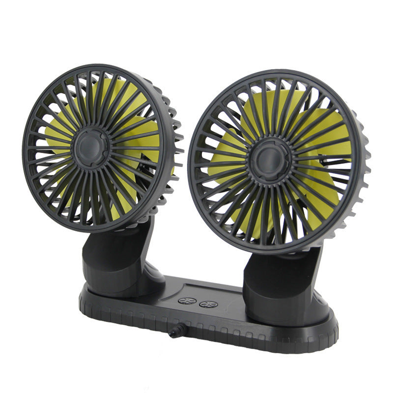 Dual Cooling Car Ventilation Fan Adjustable Speed Dual Head Portable