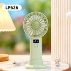 USB Rechargeable Handheld Fan with LCD Display and Three Speeds Compact Portable