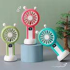Women's Portable Handheld Fan with Digital Display Multiple Speed Modes Compact Design