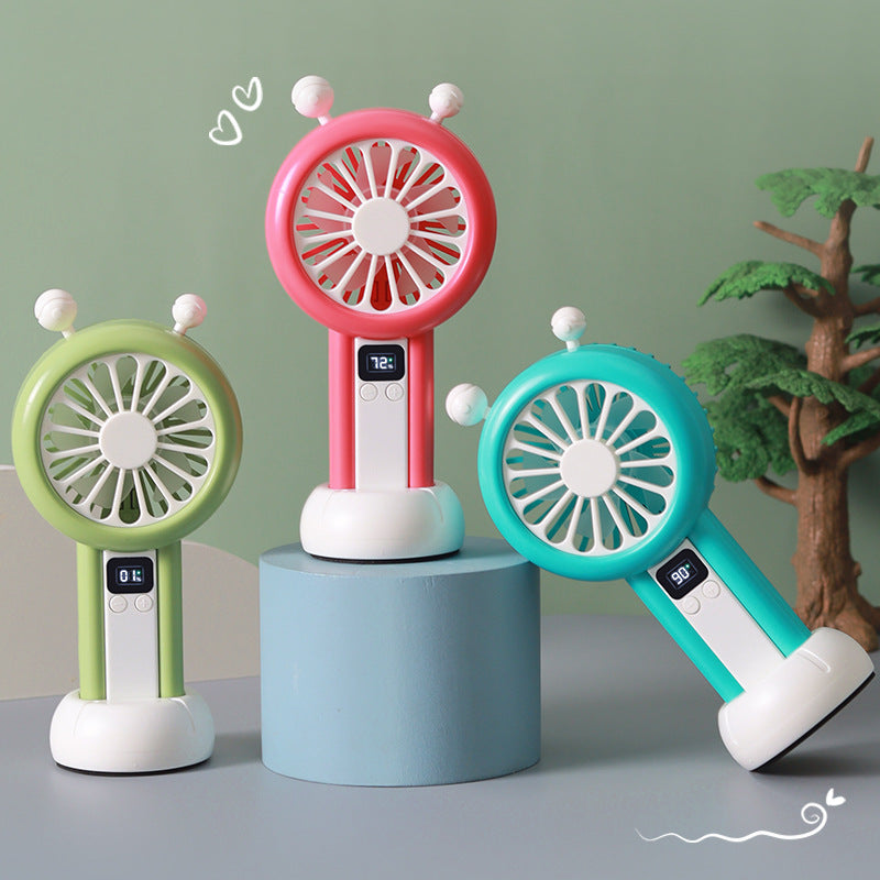 Women's Portable Handheld Fan with Digital Display Multiple Speed Modes Compact Design