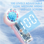Smart USB Rechargeable Desk Fan Portable Adjustable Speed Quiet Operation with LED Display