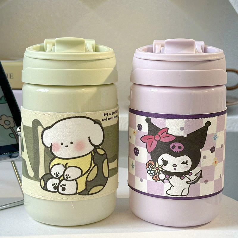 Insulated Water Bottle with Cute Animal Design Lightweight Spill-Proof Flip Lid