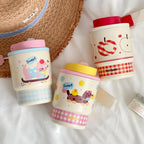 Ladies Insulated Travel Mug with Cheerful Apple Design Leak-Proof Hot Cold Cup