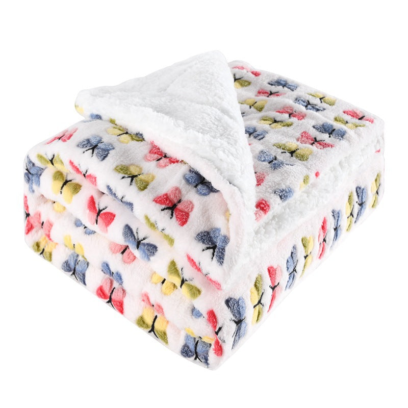 Women's Fleece Blanket Reversible Butterfly Pattern Soft Cozy Throw