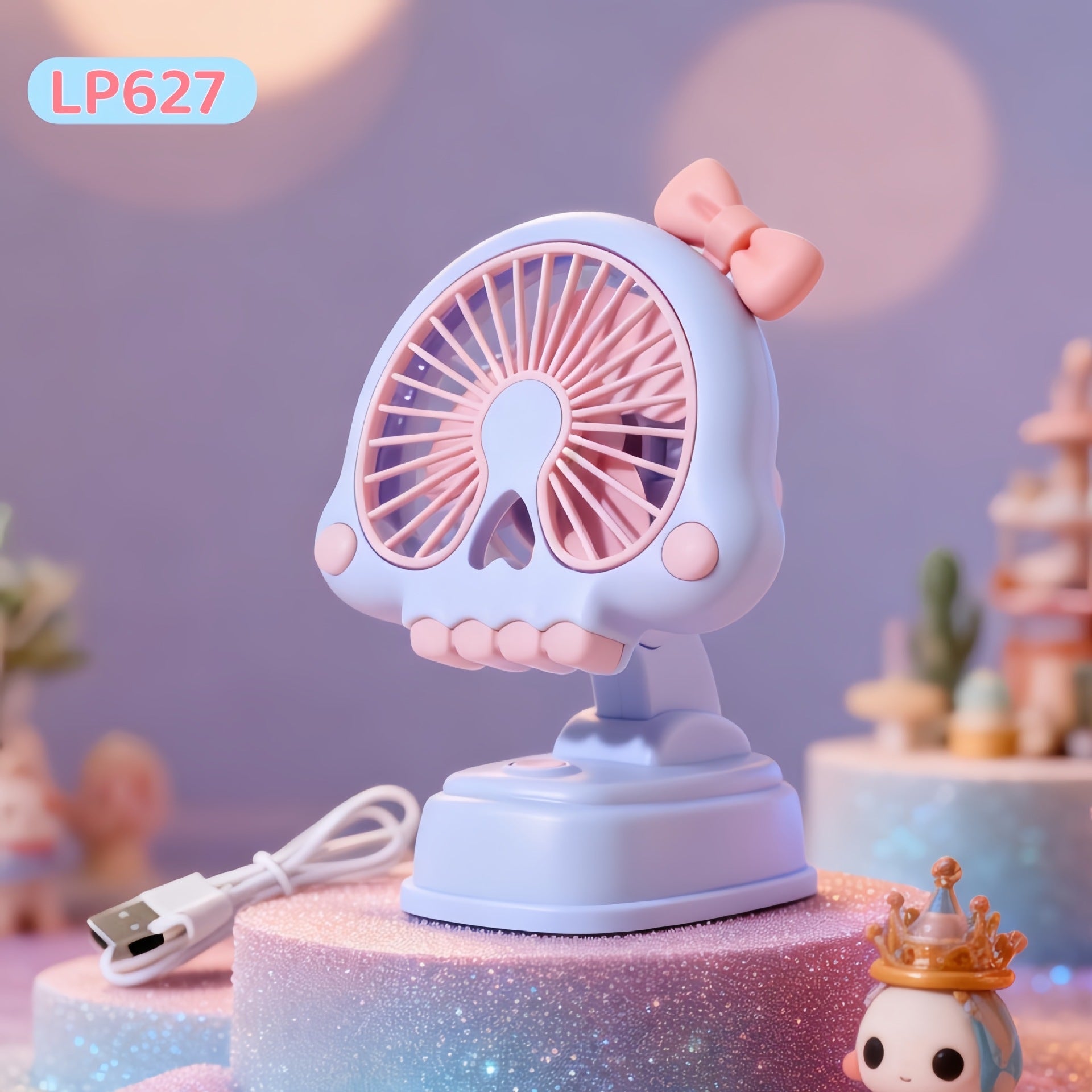 USB Rechargeable Compact Table Fan with Adjustable Tilt and Protective Grille