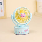 Cute Character Desk Fan USB Rechargeable Portable Small Cooling Fan with Multiple Speeds