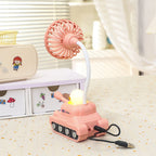 Creative Mini Fan Cute Tank Design Portable Adjustable Tilt Small Desk Fan