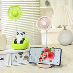 Portable Mini Fan USB Rechargeable Quiet Operation Cute Panda Design Compact Size