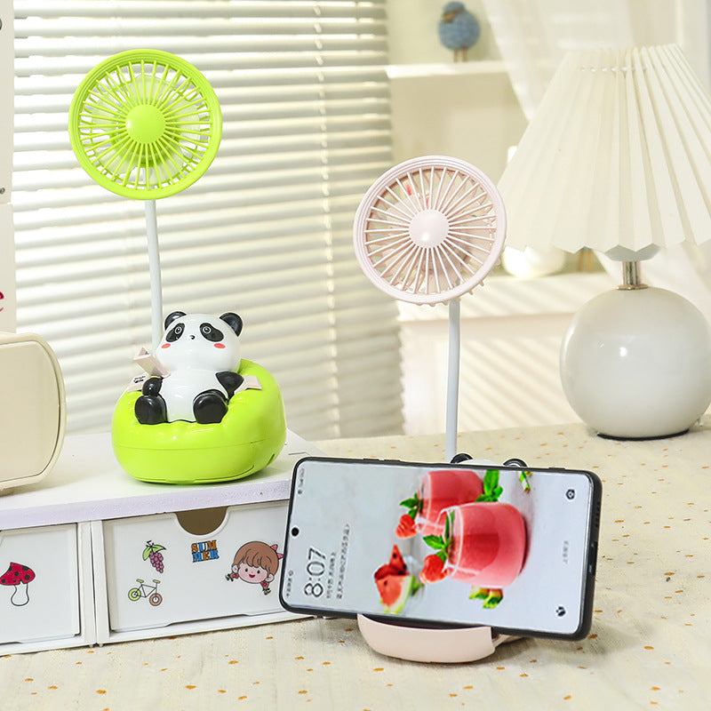 Portable Mini Fan USB Rechargeable Quiet Operation Cute Panda Design Compact Size