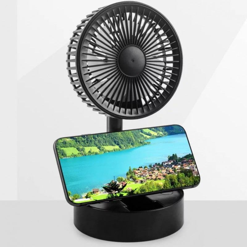 Dual-Blade Rotary Cooling Fan Adjustable Height Portable Quiet Operation for Indoor Outdoor Use