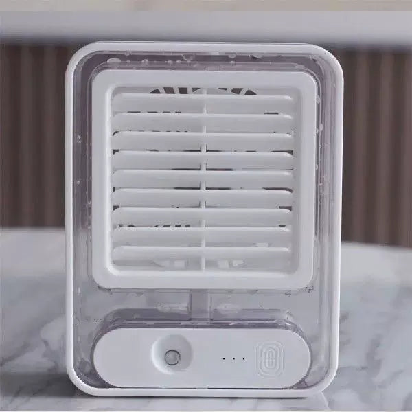 USB Personal Microclimate Cooler Compact Desk Fan with Transparent Water Tank and Adjustable Louver