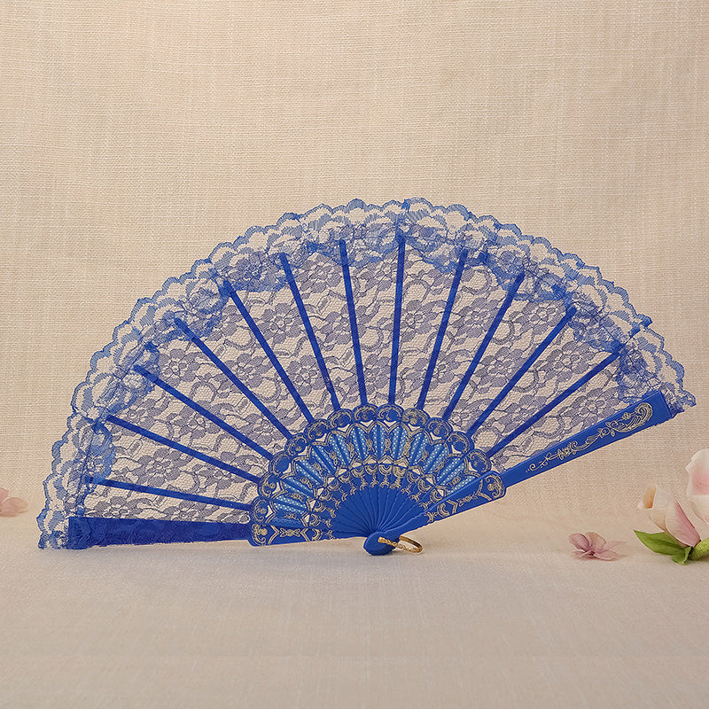 Ladies Lace Hand Fan Elegant Floral Pattern Lightweight Portable