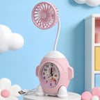 Ladies Desk Clock with Integrated Mini Fan Modern Design for Desk or Bedside