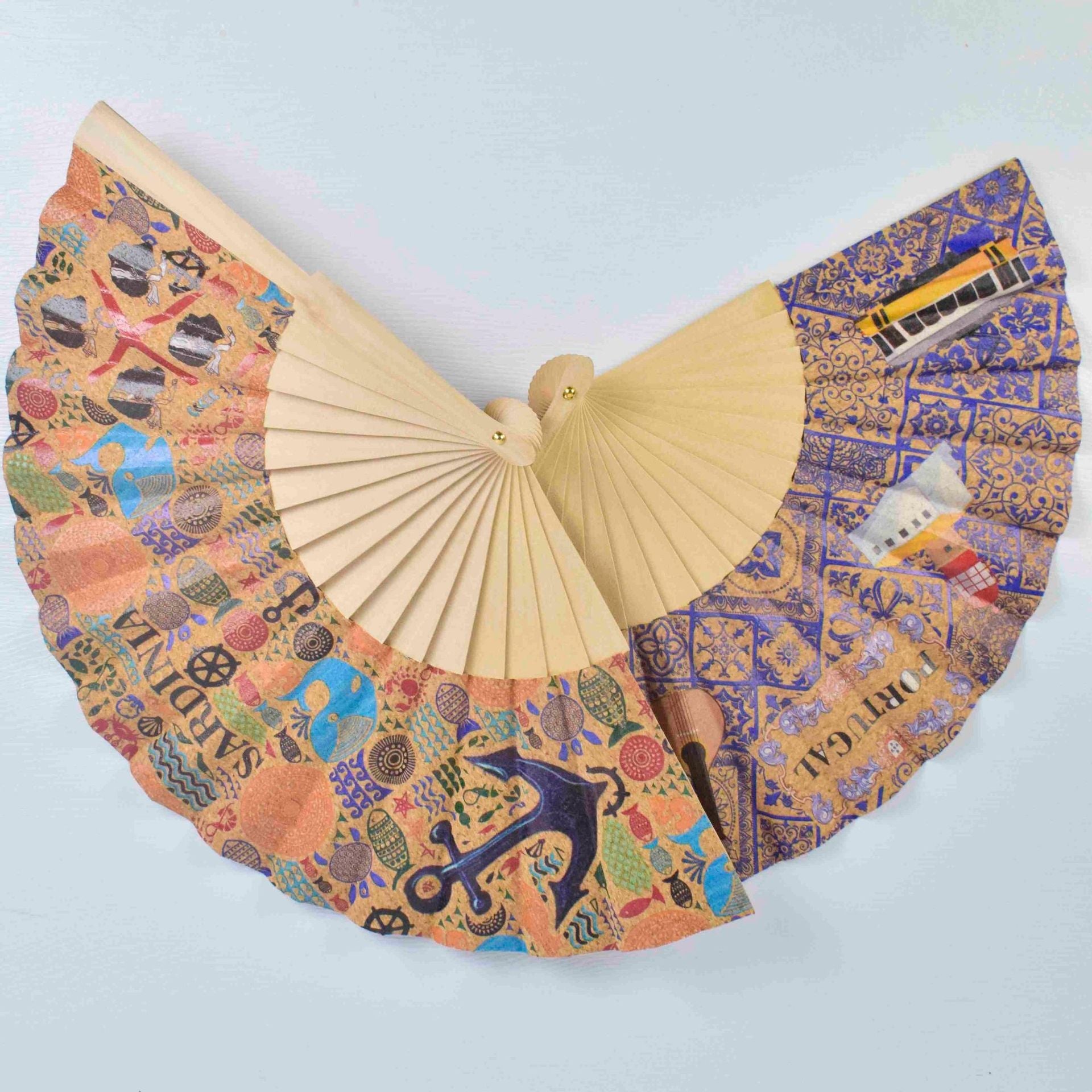 Ladies Handcrafted Wooden Fan Portuguese Motifs Stylish Accessory