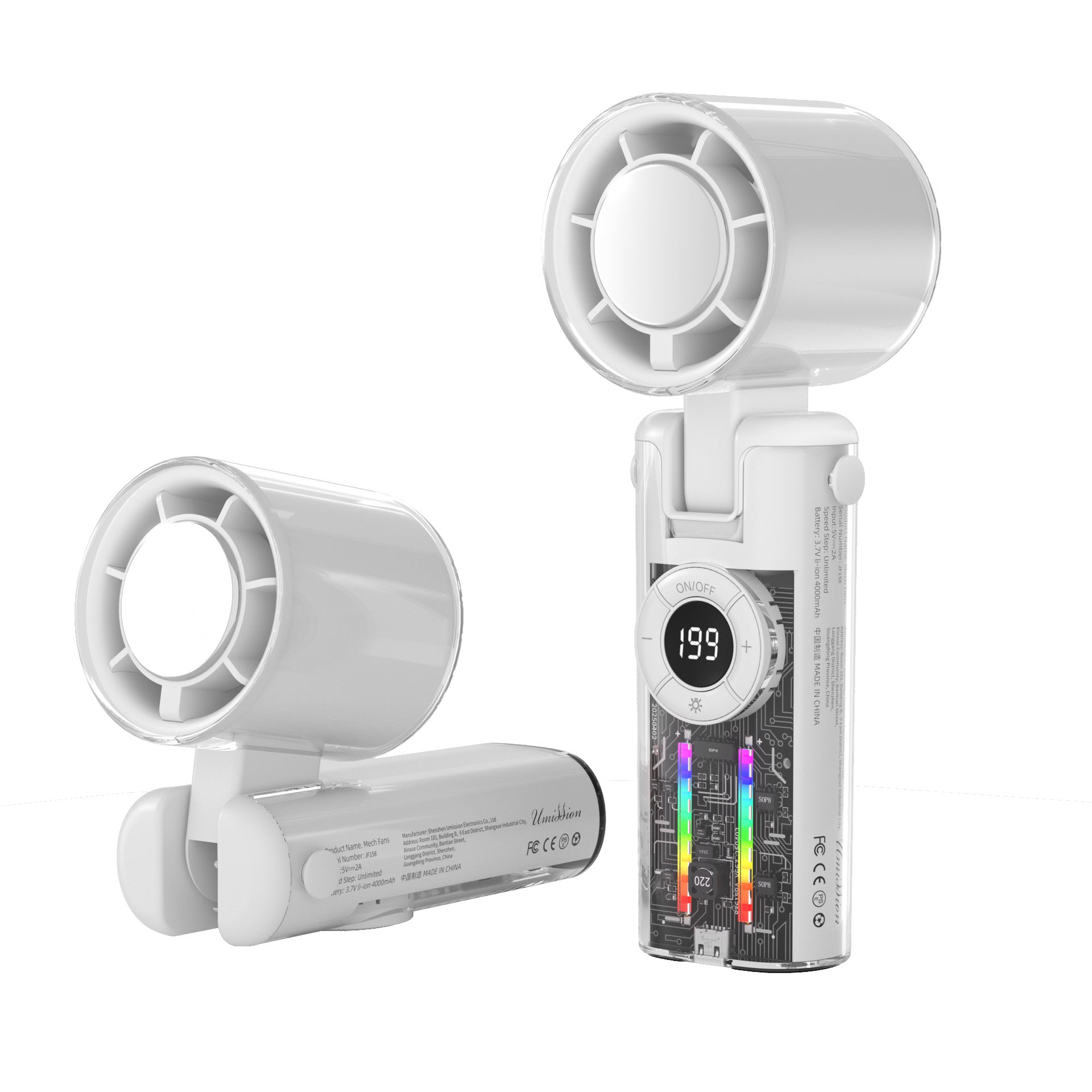 Portable Rechargeable Handheld Fan with LED Display Multiple Speed Settings Compact Lightweight