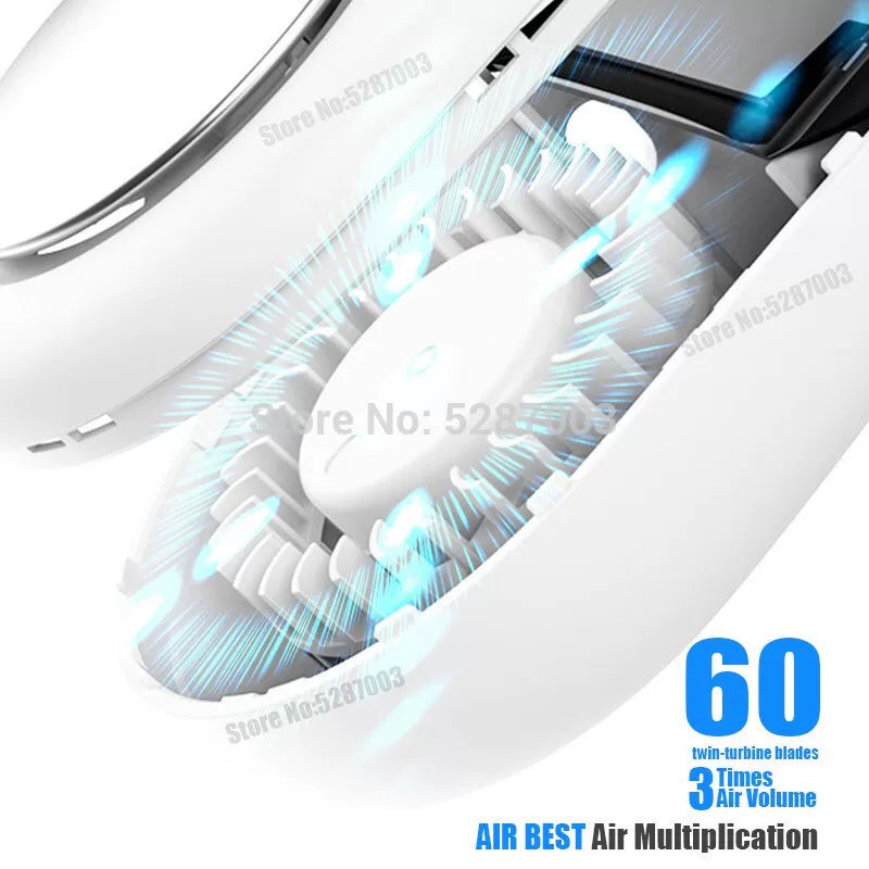 Portable Rechargeable Bladeless Neck Fan Whisper Quiet Hands-Free Adjustable Airflow