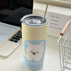 Insulated Stainless Steel Mug with Funny Animal Design Leak-Proof Lid Ergonomic Handle