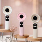 Mini Handheld Bladeless Fan USB Rechargeable Digital Display Portable Cooler