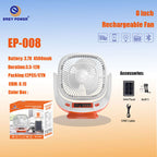 Harrow Solar-Powered Portable Fan with LED Lights USB Charging Multiple Speeds