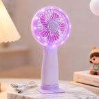 Portable Hand Fan with LED Light USB Rechargeable Compact Handheld Fan for Women