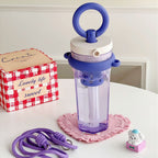 Women’s Fruit Infuser Water Bottle BPA-Free Leak-Proof with Carry Strap for Flavored Drinks