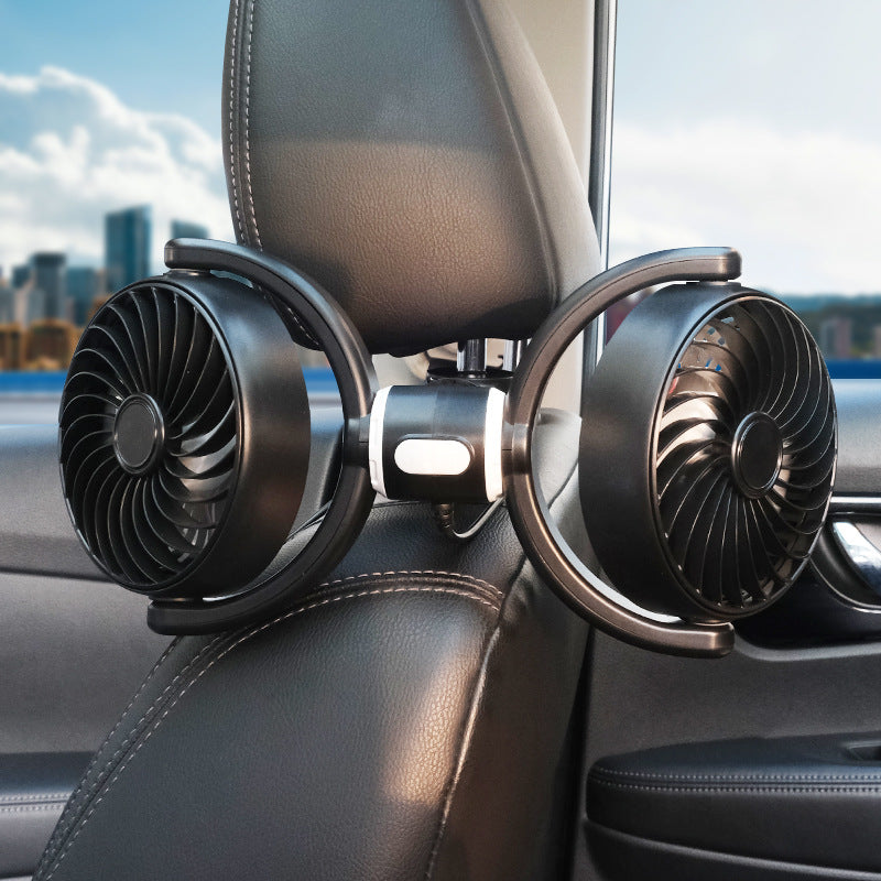 Dual-Head USB Car Ventilation Fan Adjustable Clip-On Portable Cooling Fan for Vehicle Air Vents