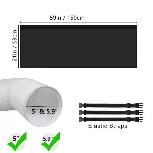 Universal Flat Window Sealing Panel for Portable Air Conditioner with Round Exhaust Collar and Elastic Straps