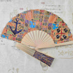 Ladies Fan with Elegant Wooden Frame and Cultural Motif Lightweight Portable