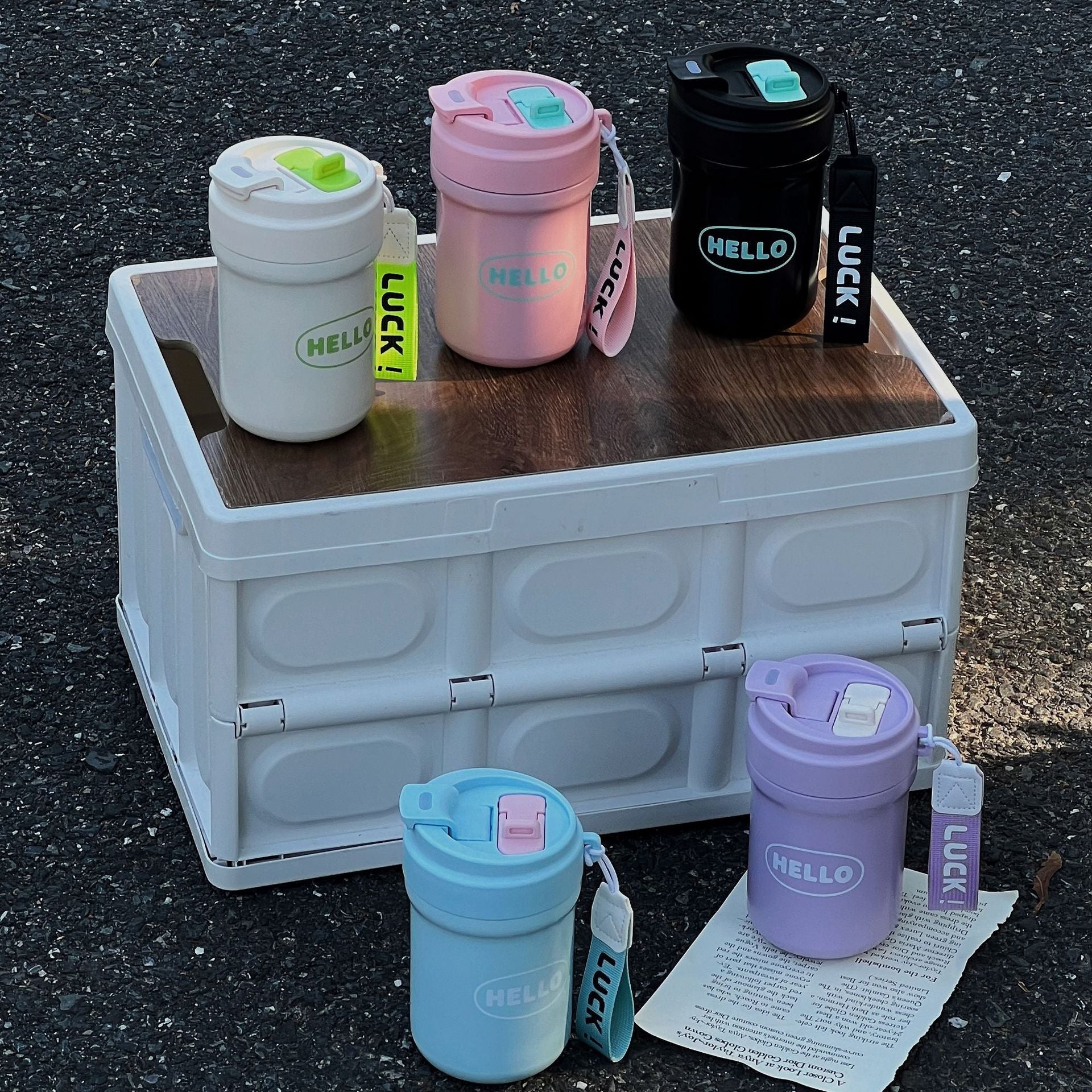 Insulated Water Bottle Unisex BPA-Free Plastic Leakproof with Carrying Strap and Click Lid