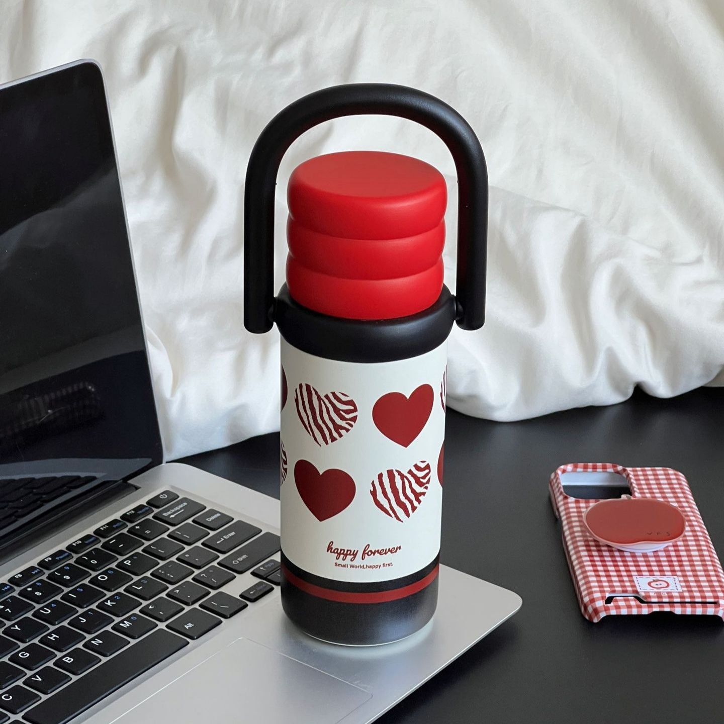 Ladies Insulated Water Bottle with Handle BPA-Free Plastic Hot Cold Drink Container