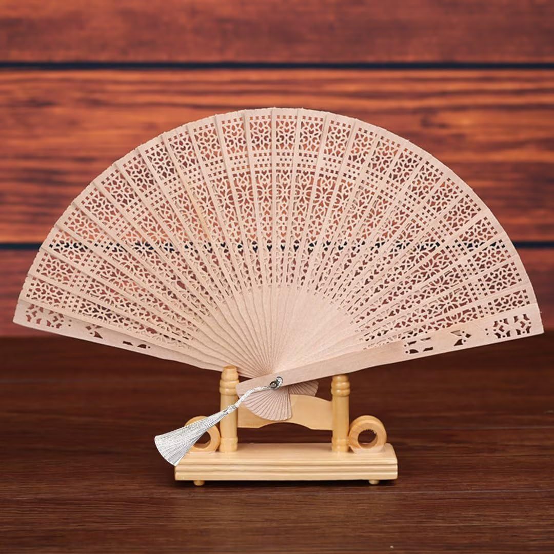 Ladies Decorative Hand Fan Filigree Wood Elegant Lightweight Portable