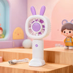 Portable Mini Fan USB Powered Cute Bunny Design Lightweight Personal Cooling Fan
