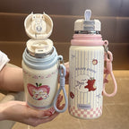 Insulated Drinking Cup for Women Leak-Proof Flip Lid BPA-Free with Cheerful Rabbit Design