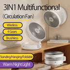 Rechargeable Foldable USB Type C Desk Fan with Adjustable Tilt and LED Night Light
