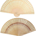 Ladies Decorative Hand Fan Wooden Intricate Cutout Lightweight Portable