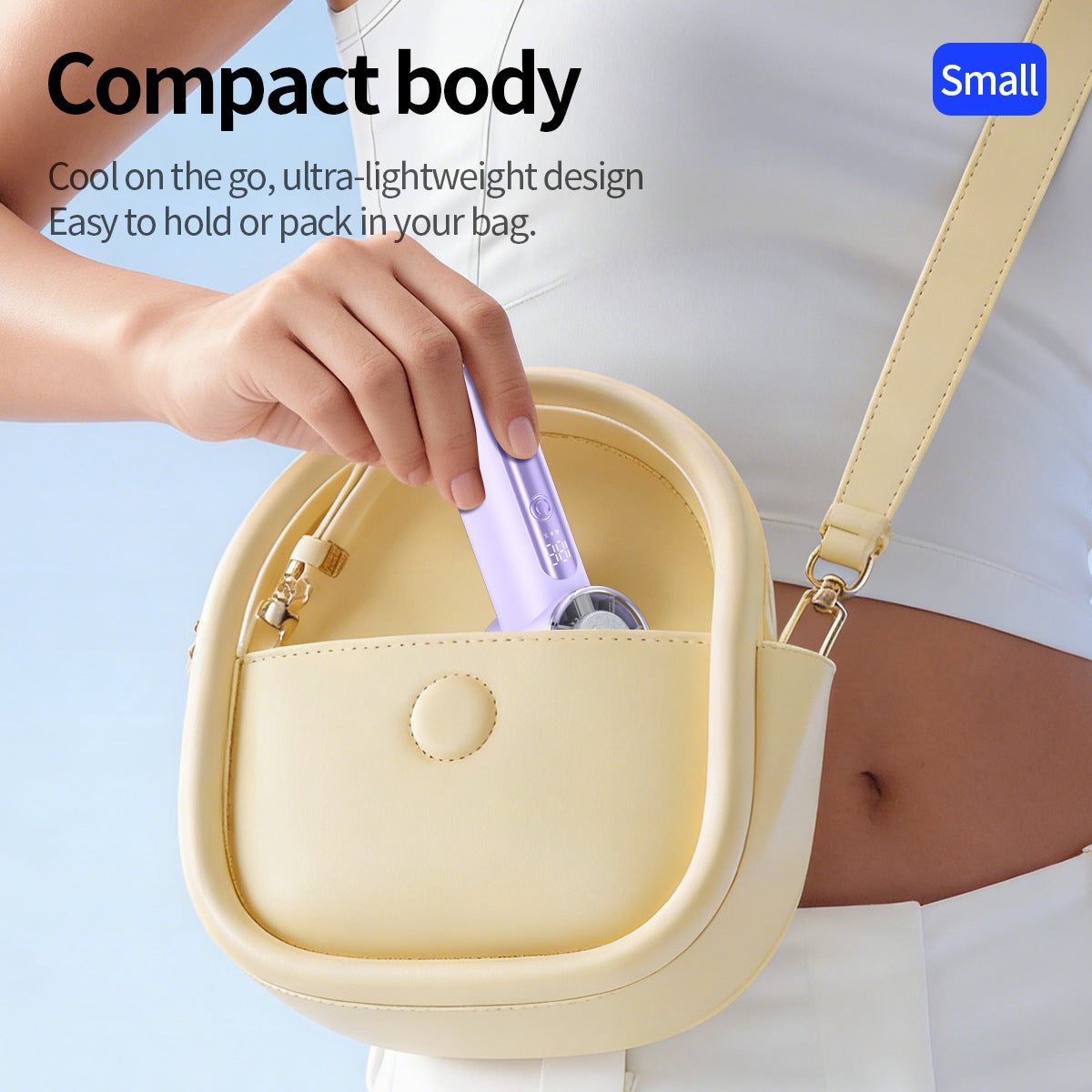 Portable Ice-Cooling Handheld Fan with Adjustable Speeds and LED Display Compact Personal Cooling Device