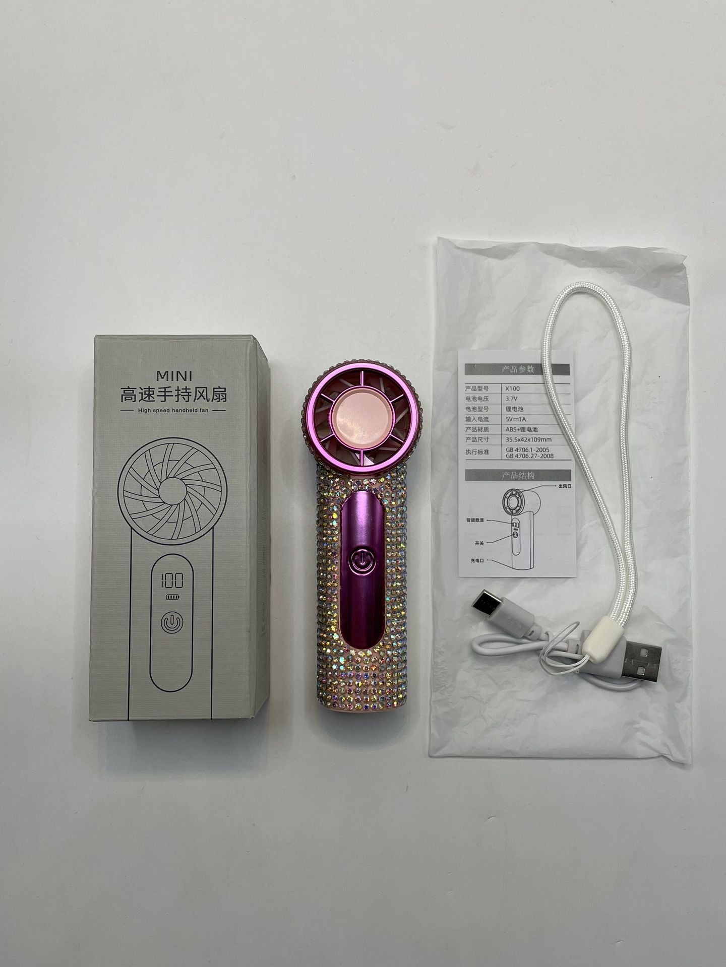 Portable USB Fan with Digital Display Rechargeable Compact Personal Handheld Fan for Travel and Office